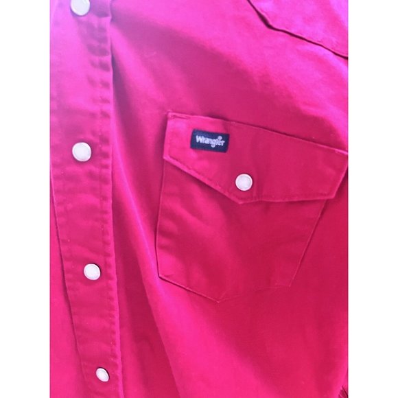 Wrangler Western Shirt Brushpopper Mens Large Pearl Snap Red - Picture 4 of 9